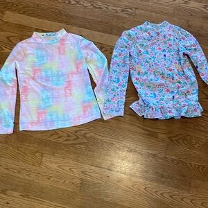 Two girls size 8 long sleeve bathing suit rash guards